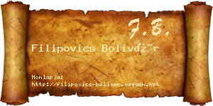 Filipovics Bolivár névjegykártya